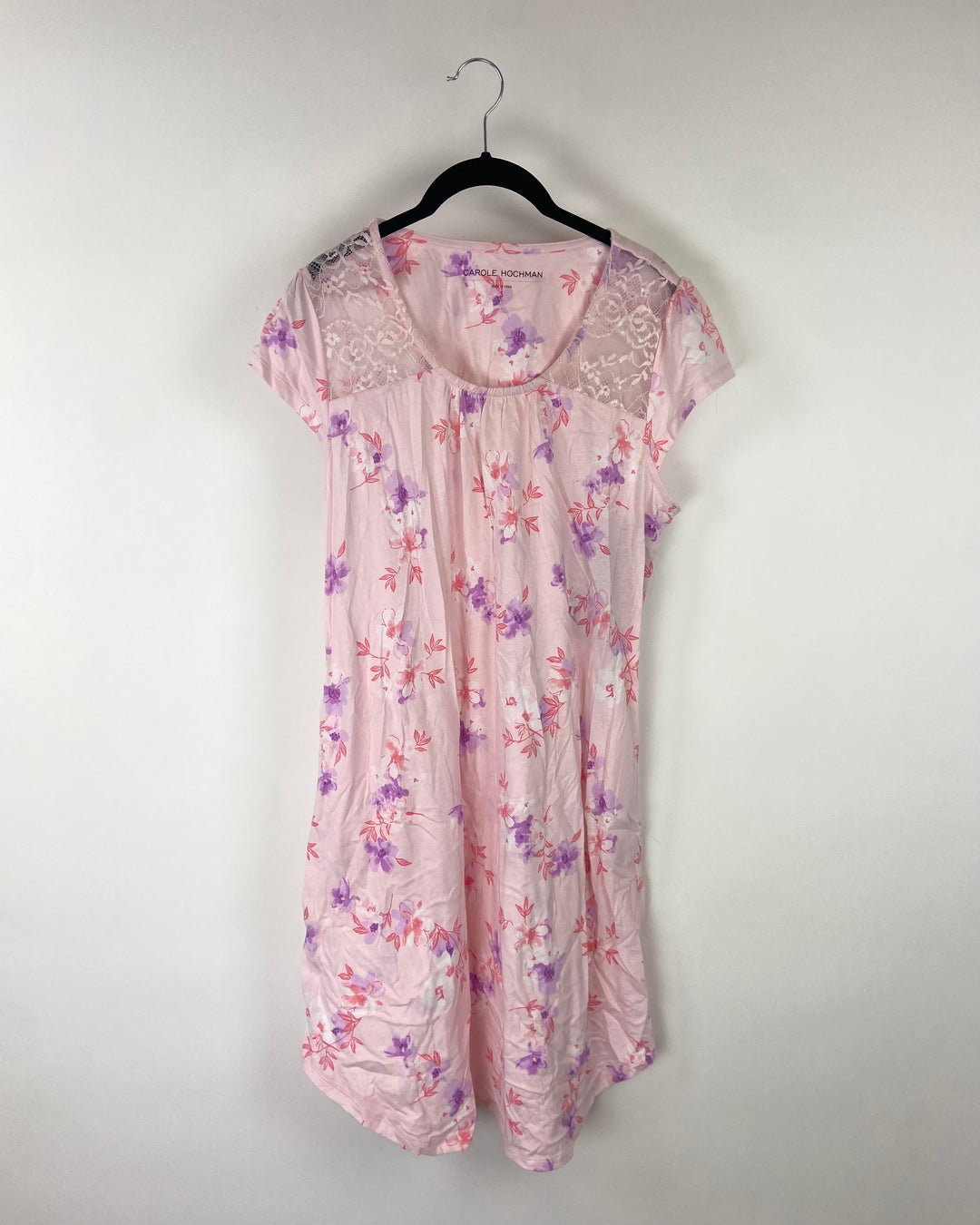 Light Pink Floral Print Nightgown - Small