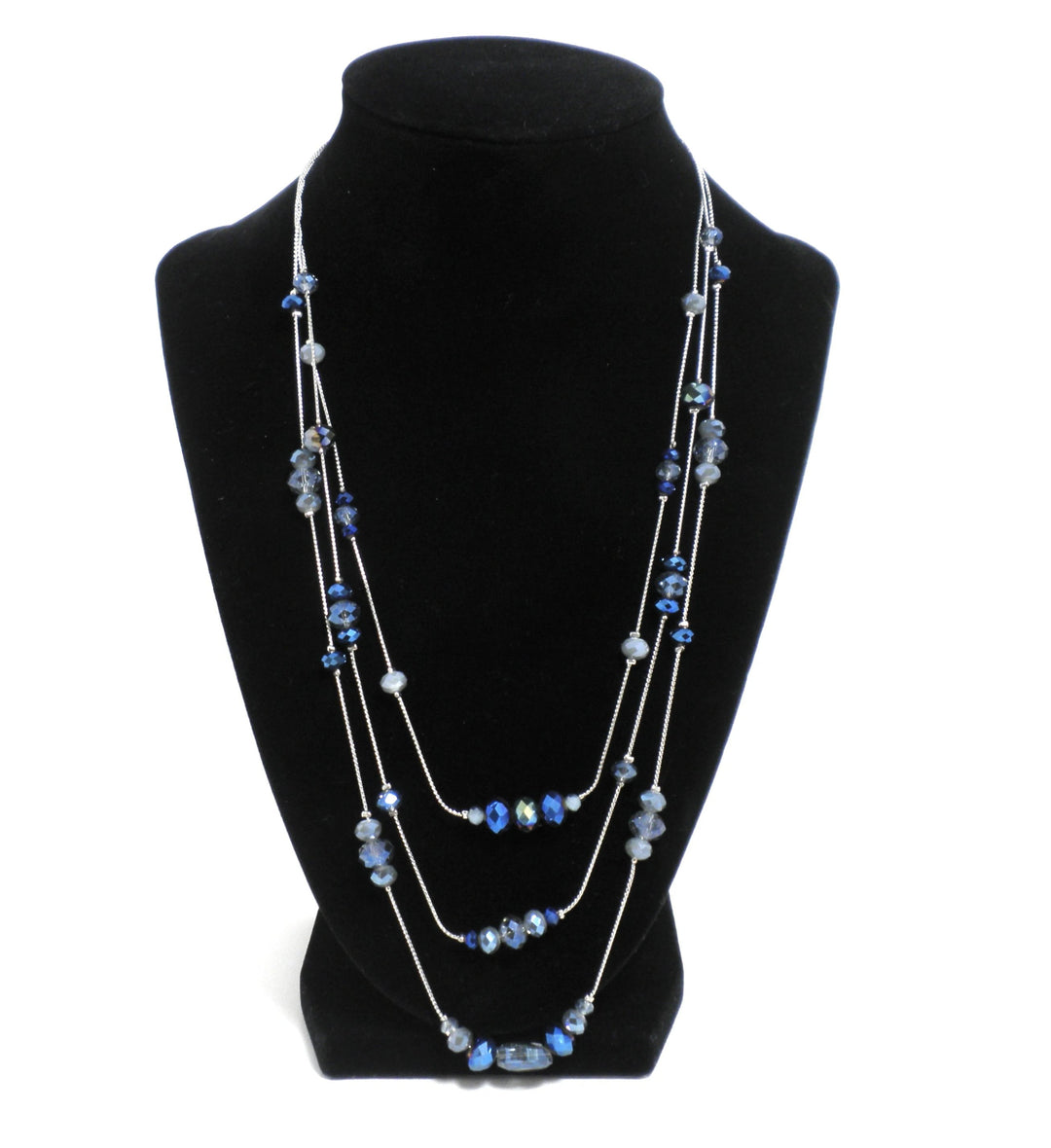 Blue Beaded Layered Silver Necklace - The Fashion Foundation