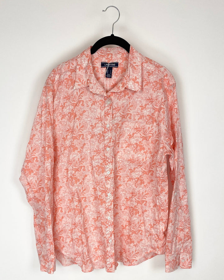 Coral Floral Blouse - Small