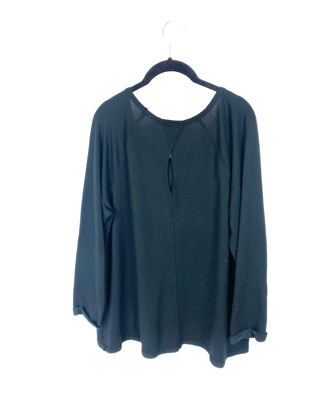 Black Long Sleeve Top Cutout Back - Small And Large