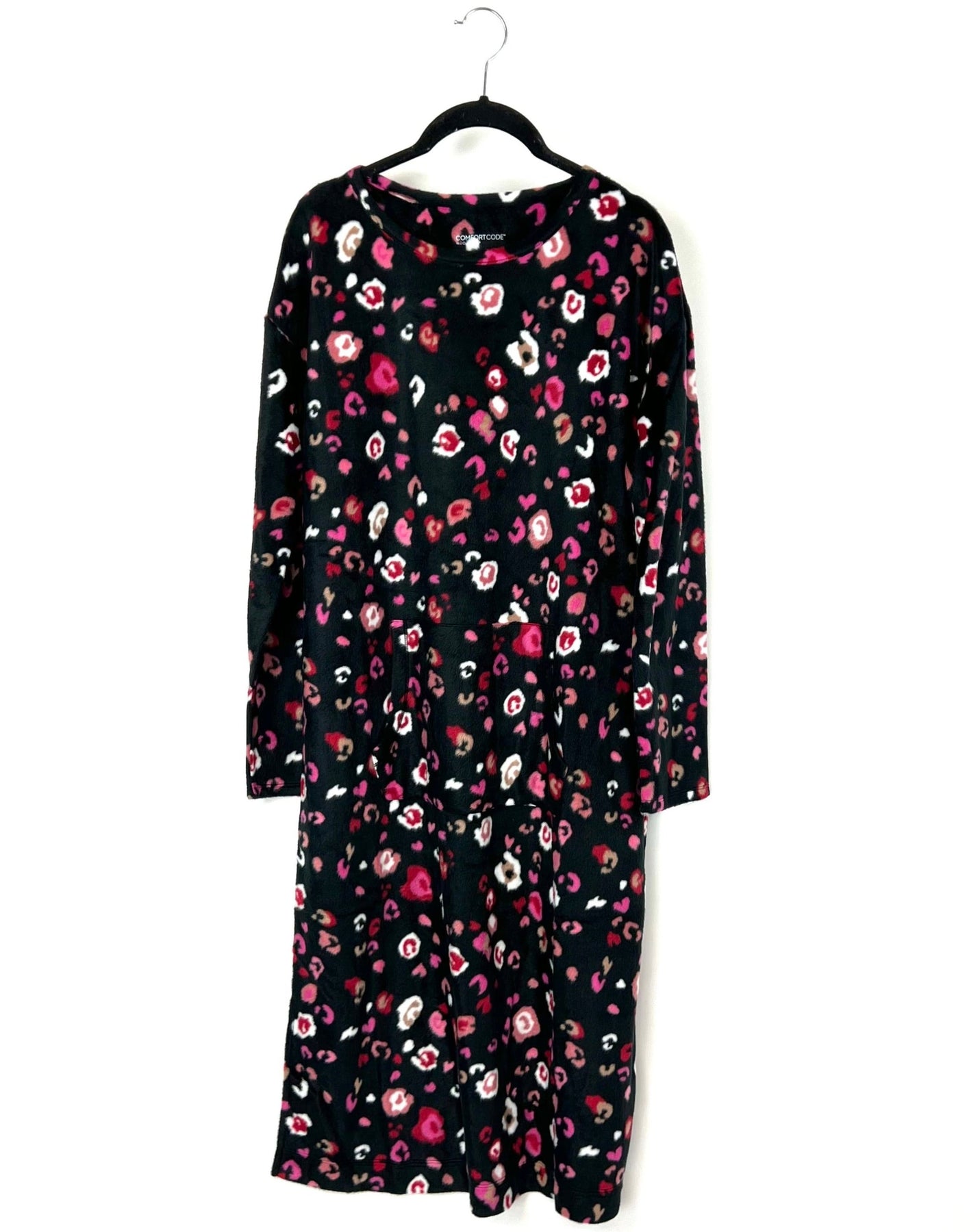 Comfort Code Robe Comfort Code By Cuddl Duds Black and Pink Cheetah Nightgown - Small/Me ...