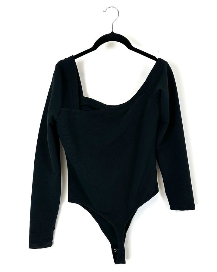 Black Asymmetrical Bodysuit - Large