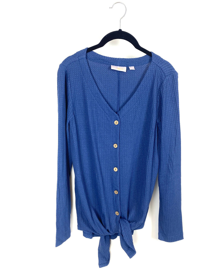 Slate Blue Waffle Knit Top - Small/Medium