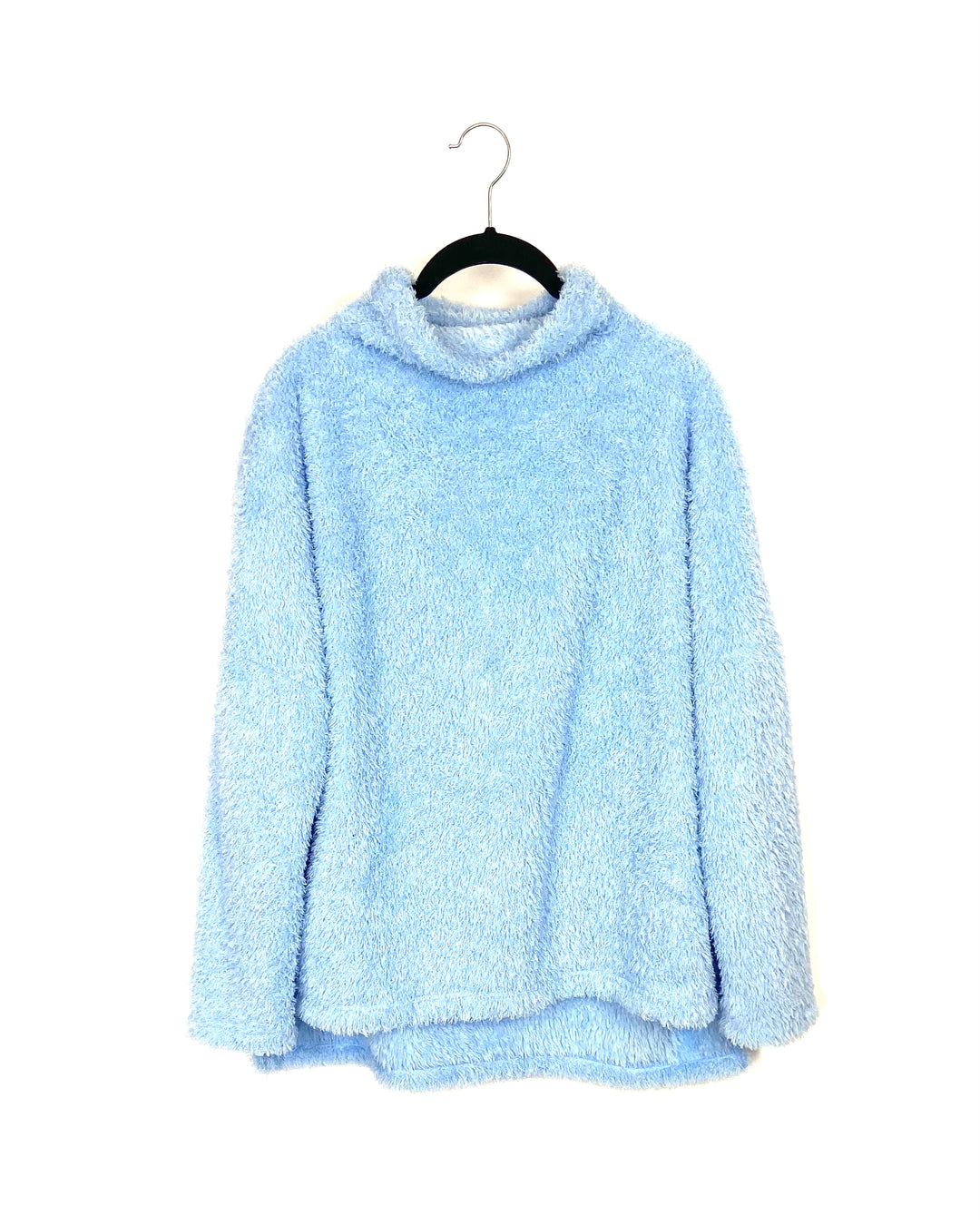Blue Fuzzy Turtleneck Sweater - Small