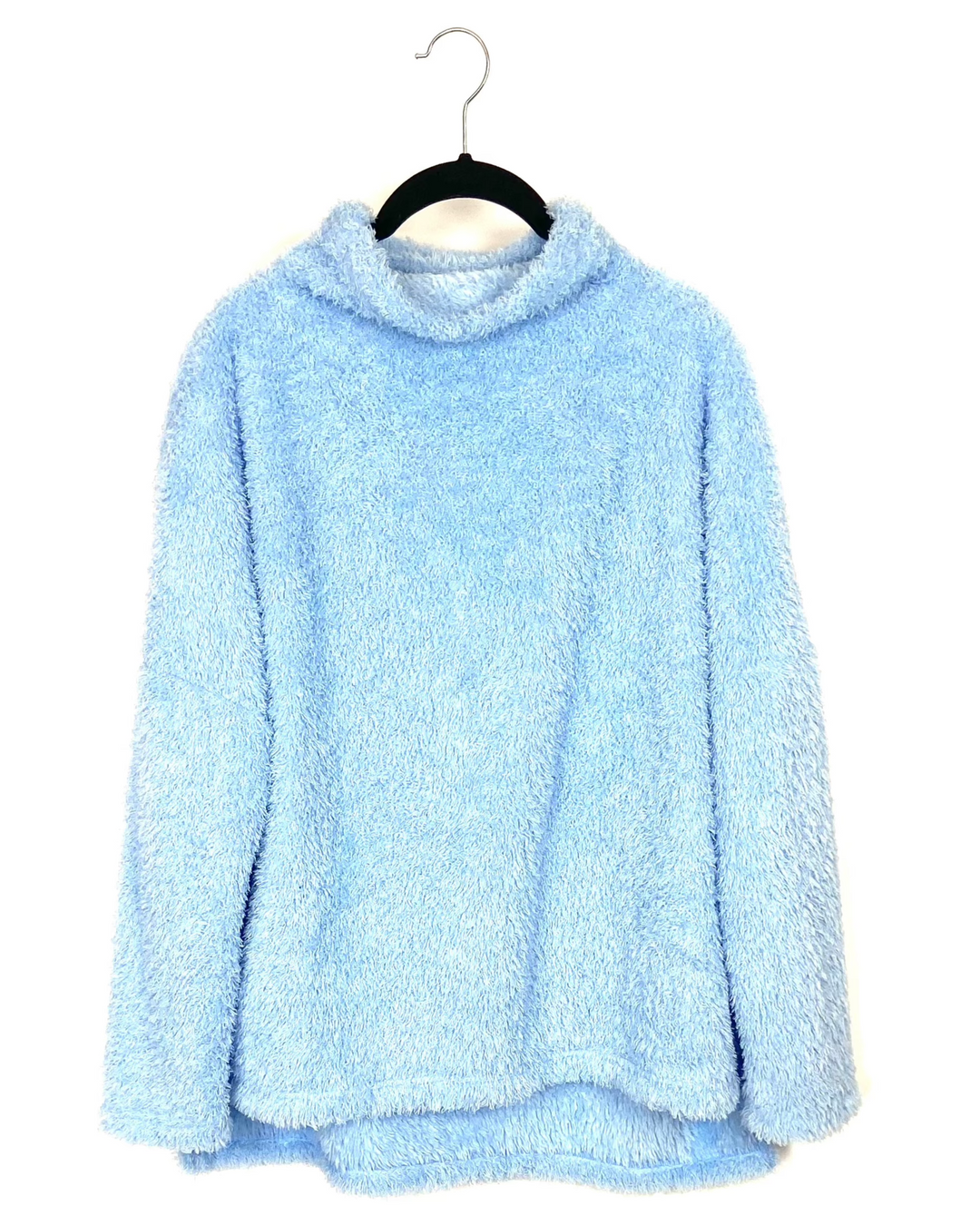 Blue Fuzzy Turtleneck Sweater - Small