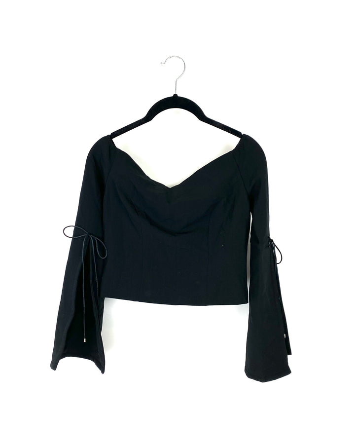 Black Off The Shoulder Bell Sleeve Top - Small