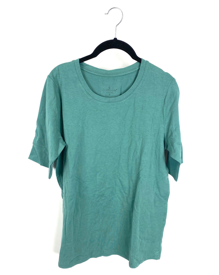 Seafoam Green Crew Neck Short Sleeve Top - Size 6/8