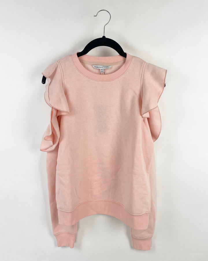 Pink Ruffle Cutout Sweatshirt - XXS, XS, S