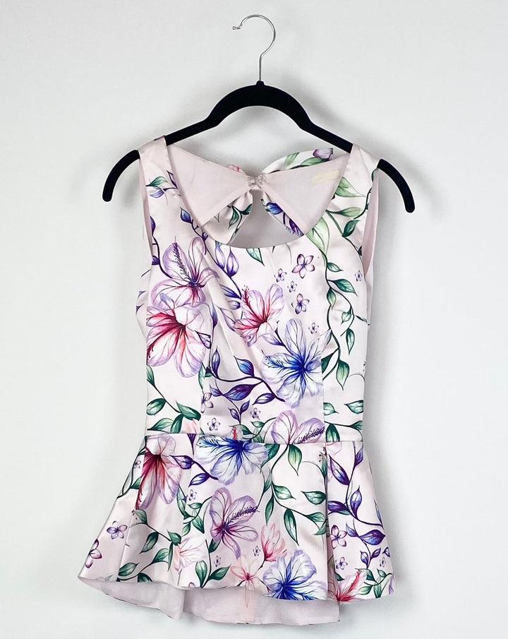 Sleeveless Pink Floral Top - Extra Small