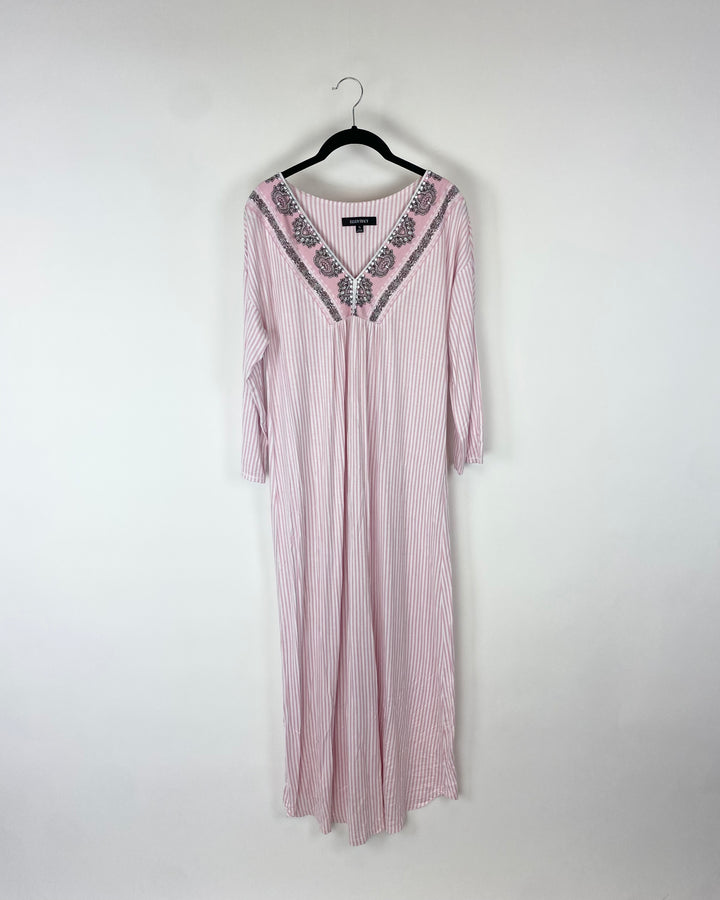 Pink and Write Striped Lounge Dress - Small