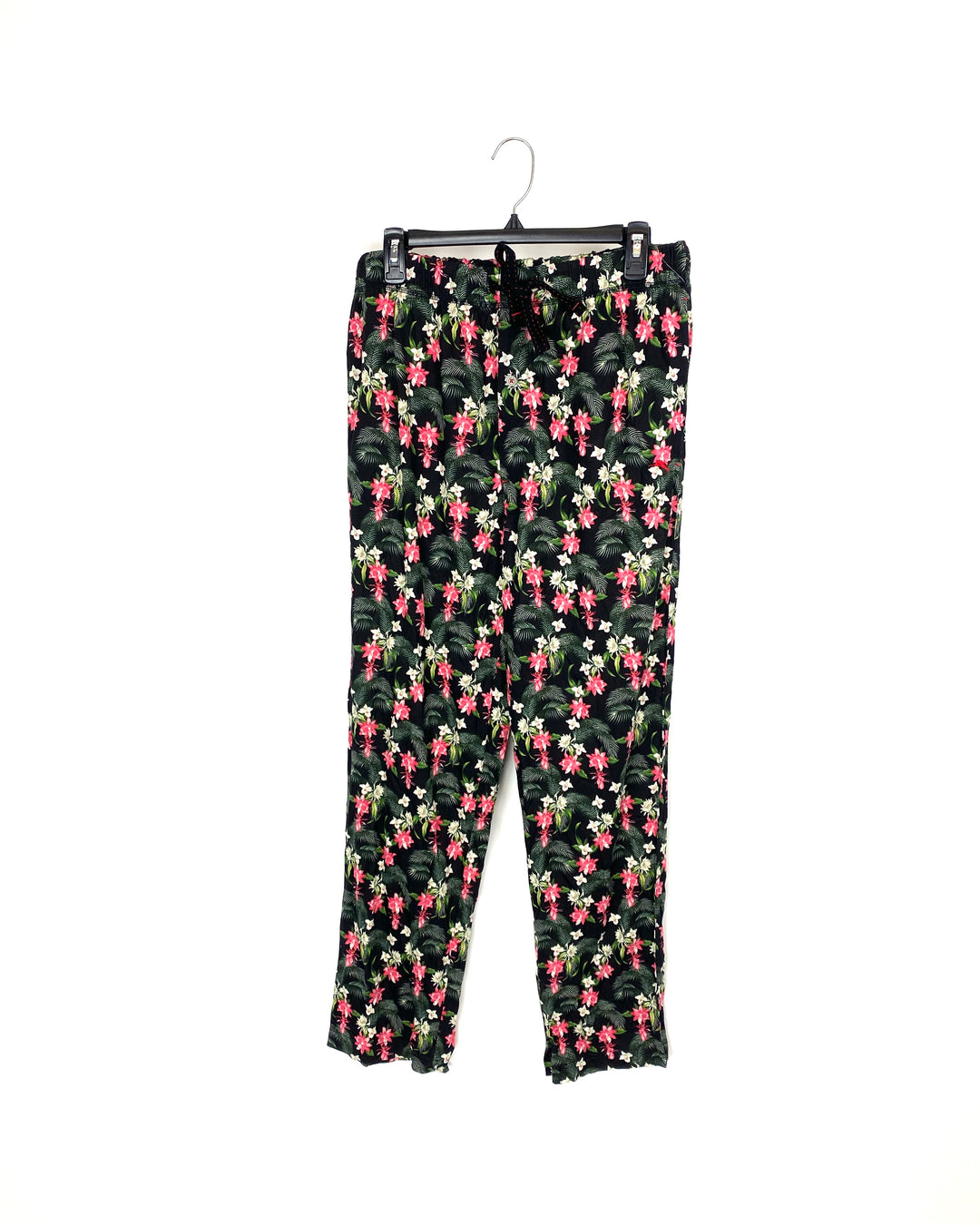 MENS  Black Floral Pajama Pants - Medium