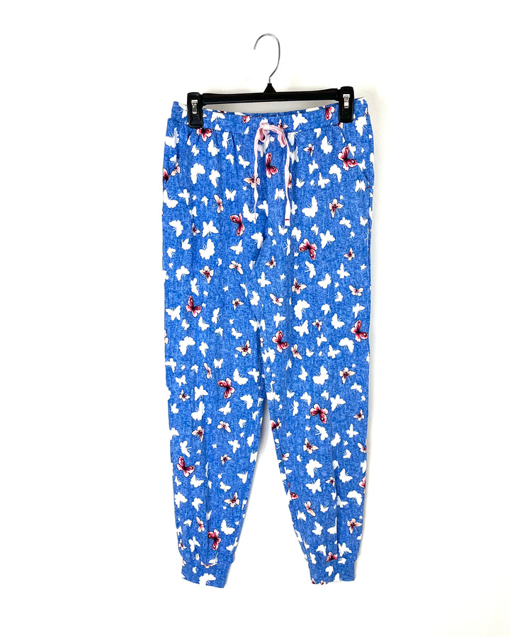 Blue Butterfly Pajama Pants - Small
