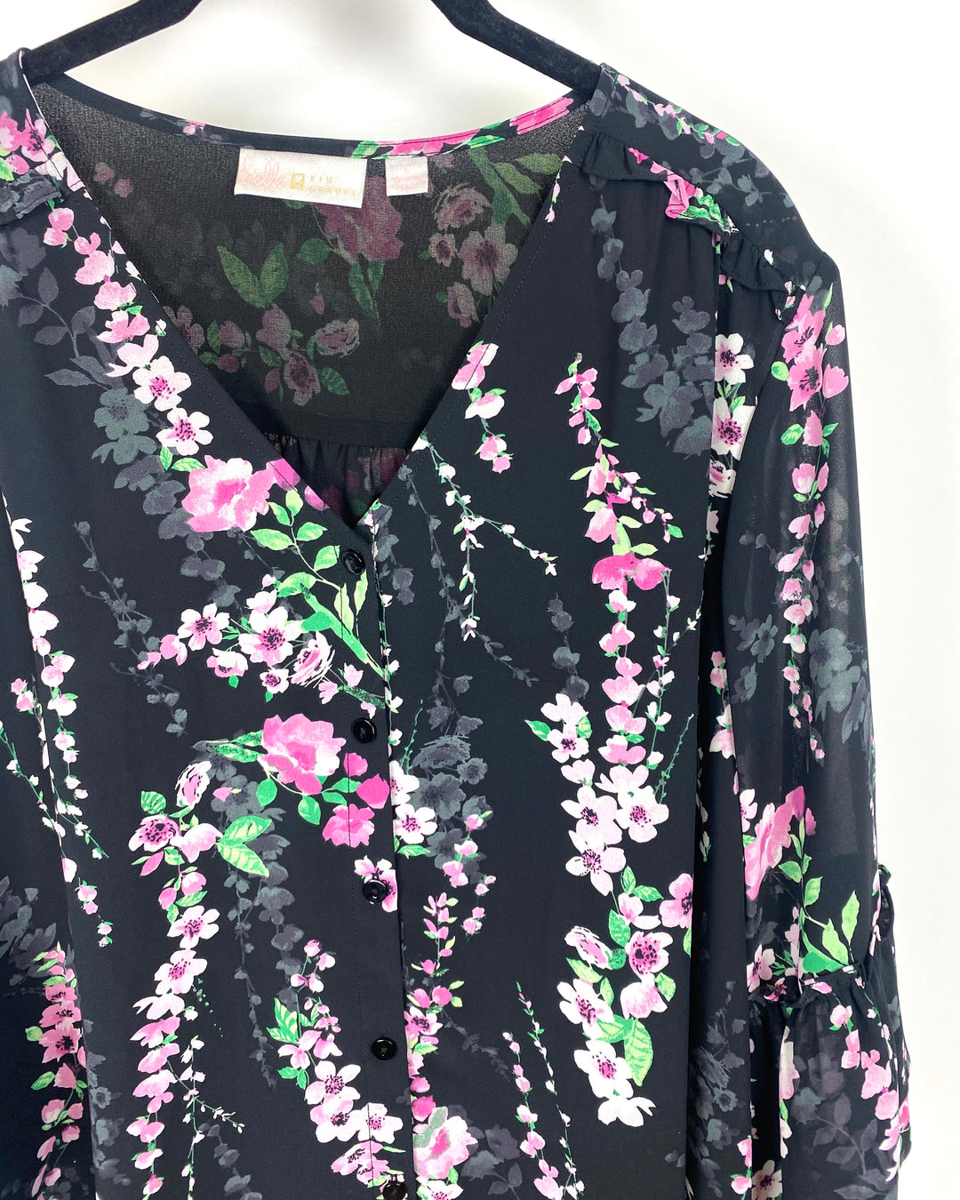 Colorful Floral Print Blouse - Large/Extra Large