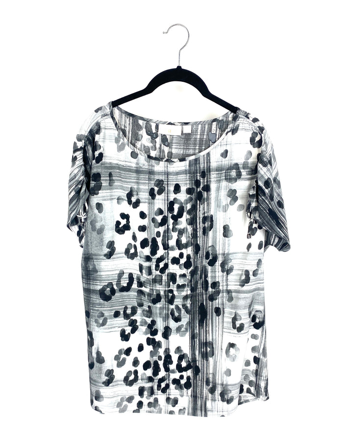Black and White Printed Blouse - Large/Extra Large