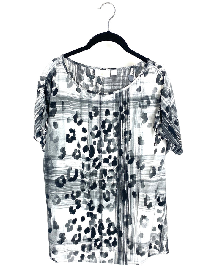 Black and White Printed Blouse - Large/Extra Large