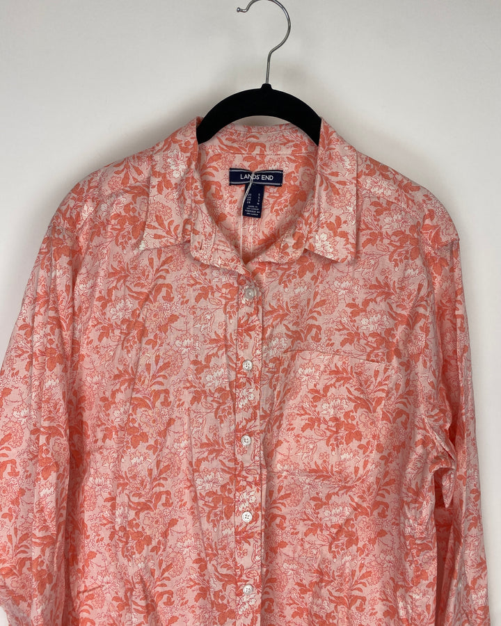 Coral Floral Blouse - Small