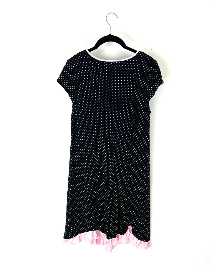 Black Polka Dot Sleep Dress - Small