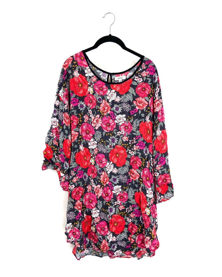 Floral Printed Quarter Sleeve Blouse - Size 1X