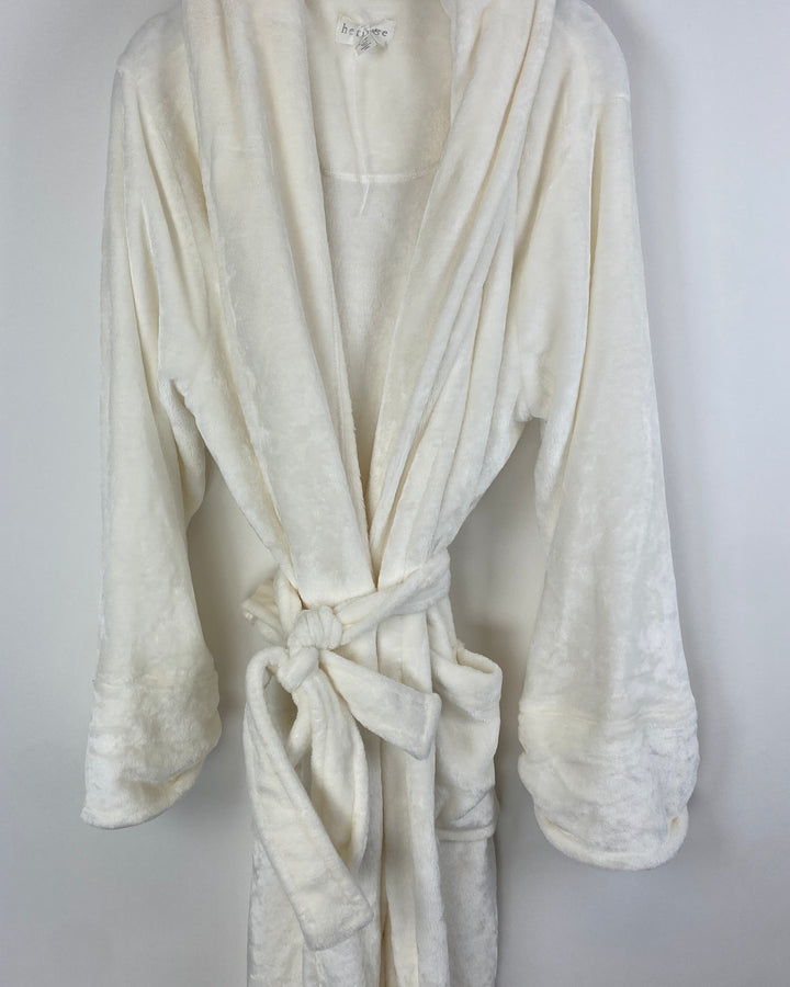 White Fuzzy Long Robe - Small