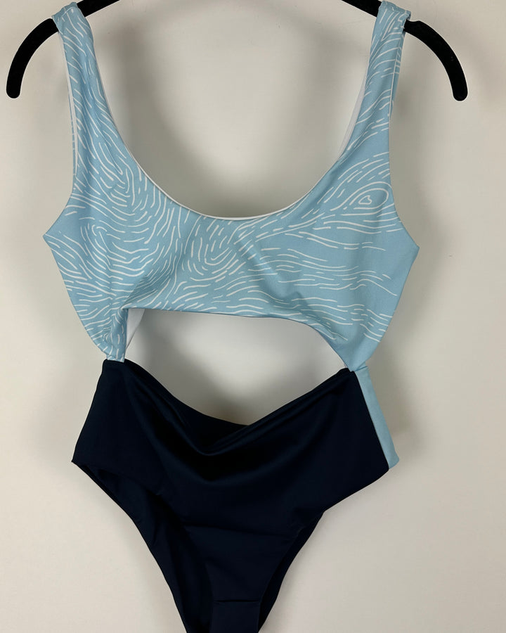 Navy And Light Blue One Piece Swimsuit - Size 00-0