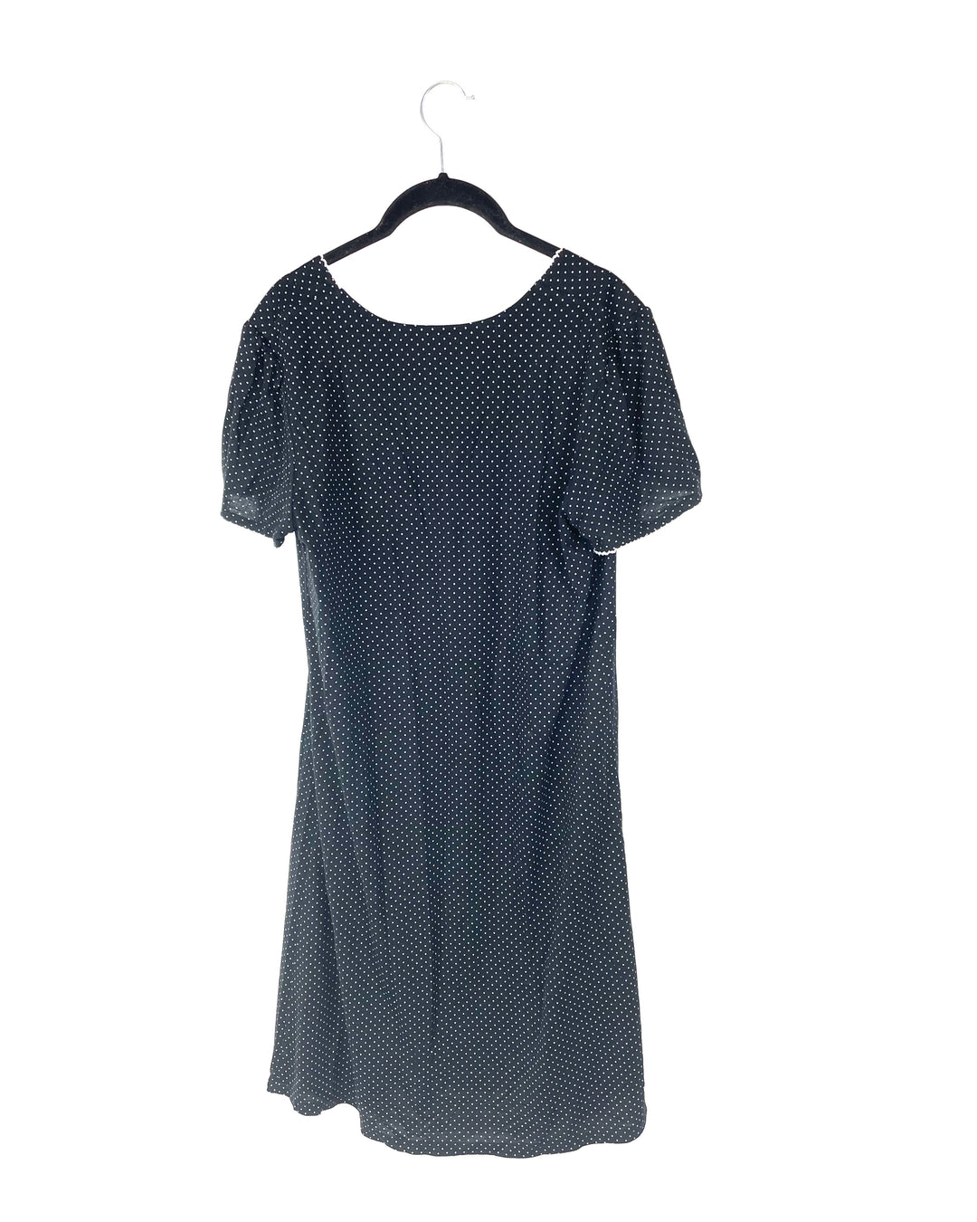 Short Sleeve Black Polka Dot Nightgown - Medium