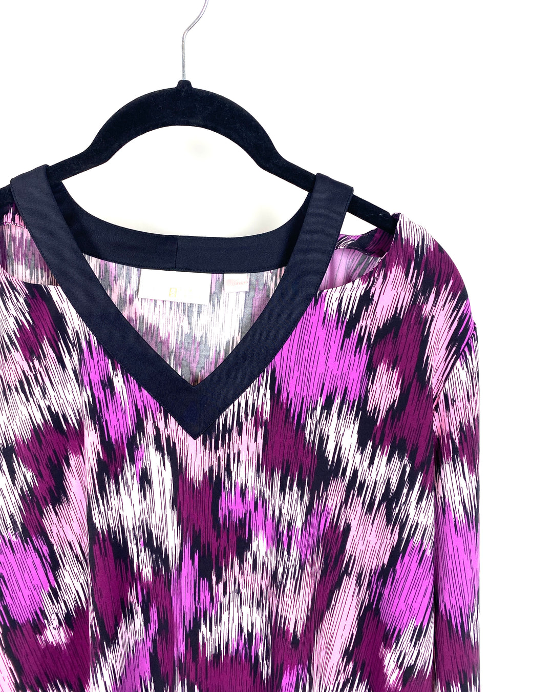 Purple and Black Neck Trim Top - Medium/Large, Large/Extra Large