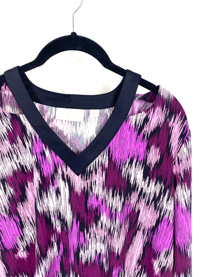 Purple and Black Neck Trim Top - Medium/Large, Large/Extra Large