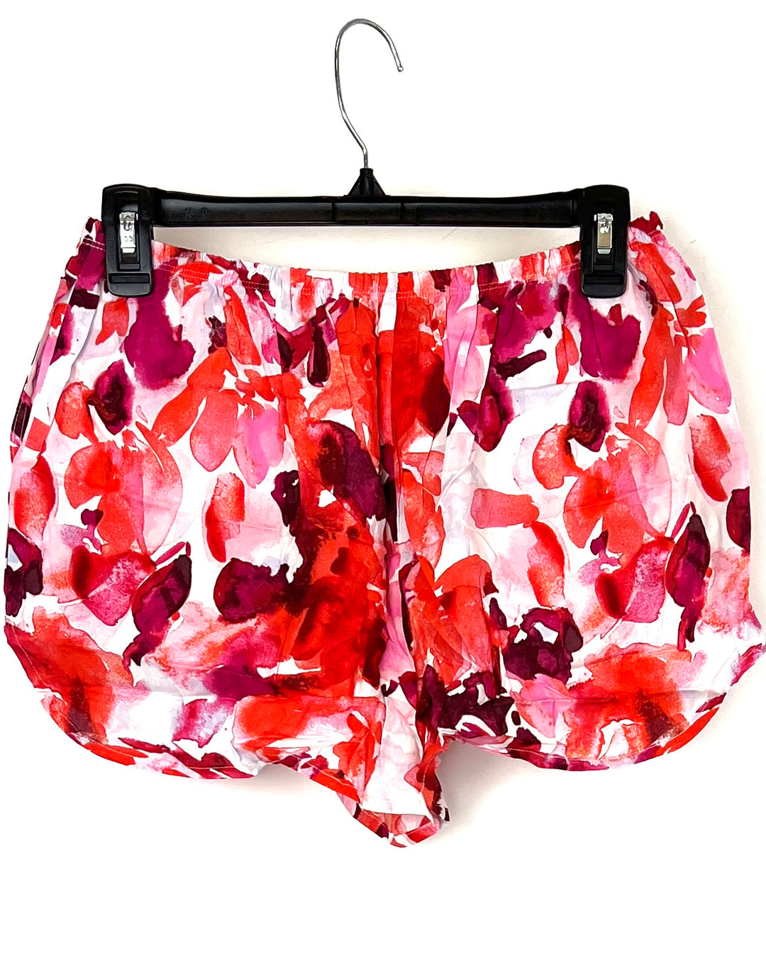 Pink And Red Floral Pajama Shorts Set - Small