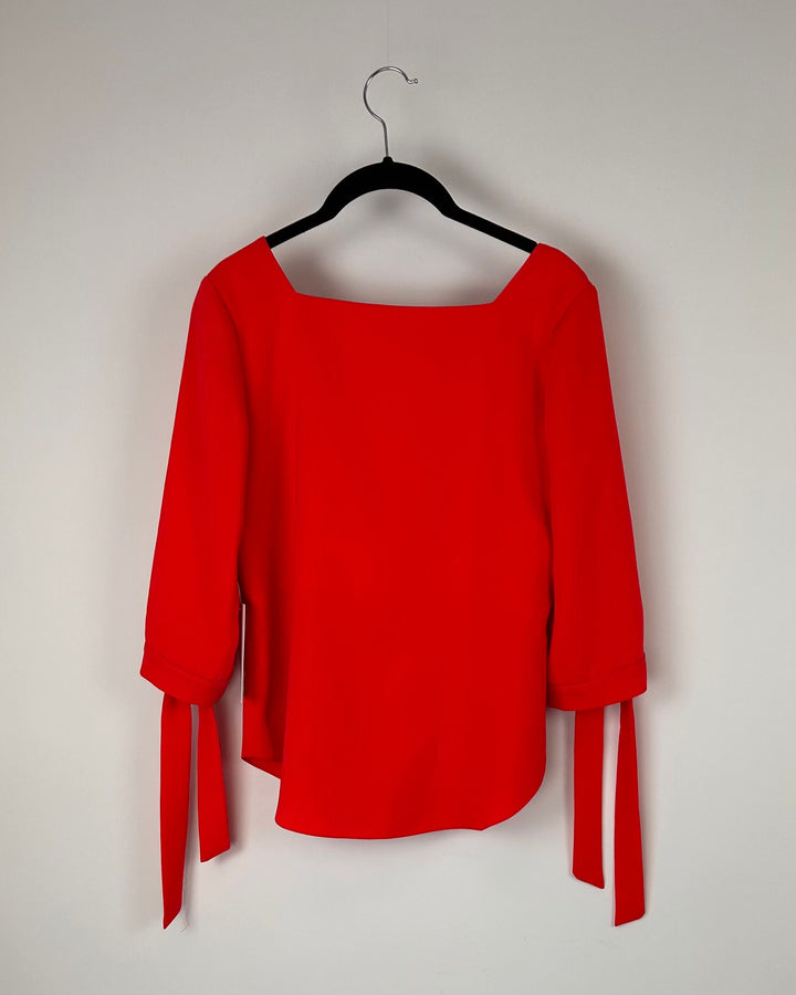 Red Square Neck Top - Small