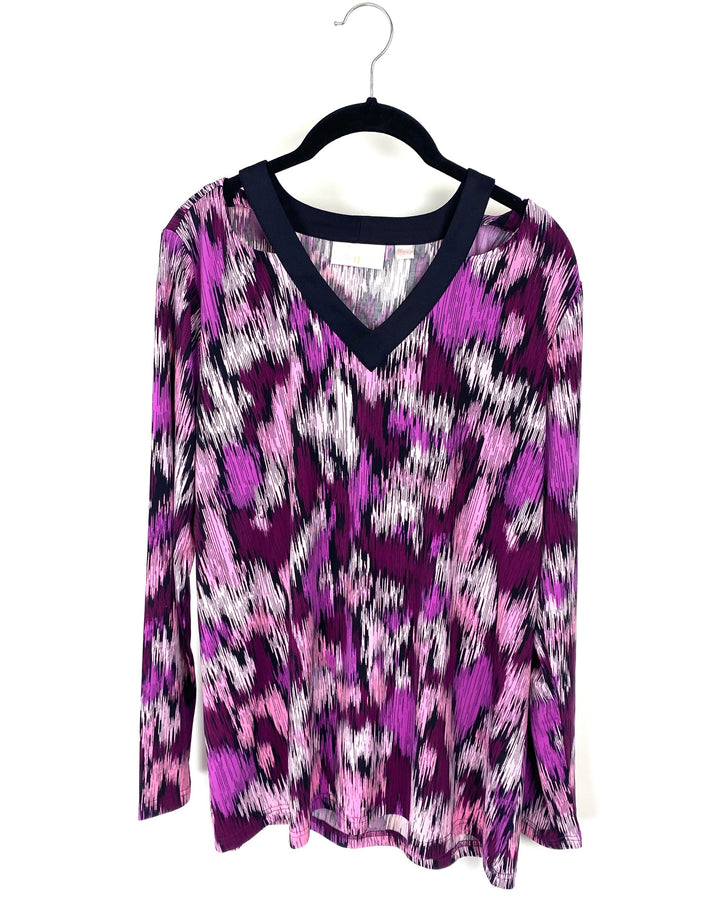 Purple and Black Neck Trim Top - Medium/Large, Large/Extra Large