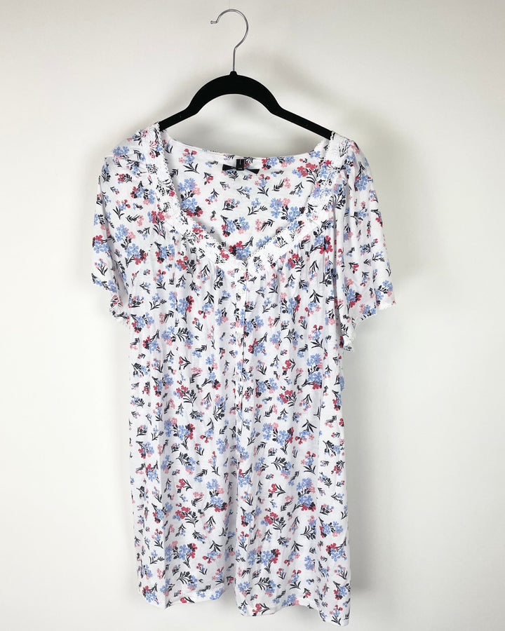 Floral Print Sleepwear Top - 1X