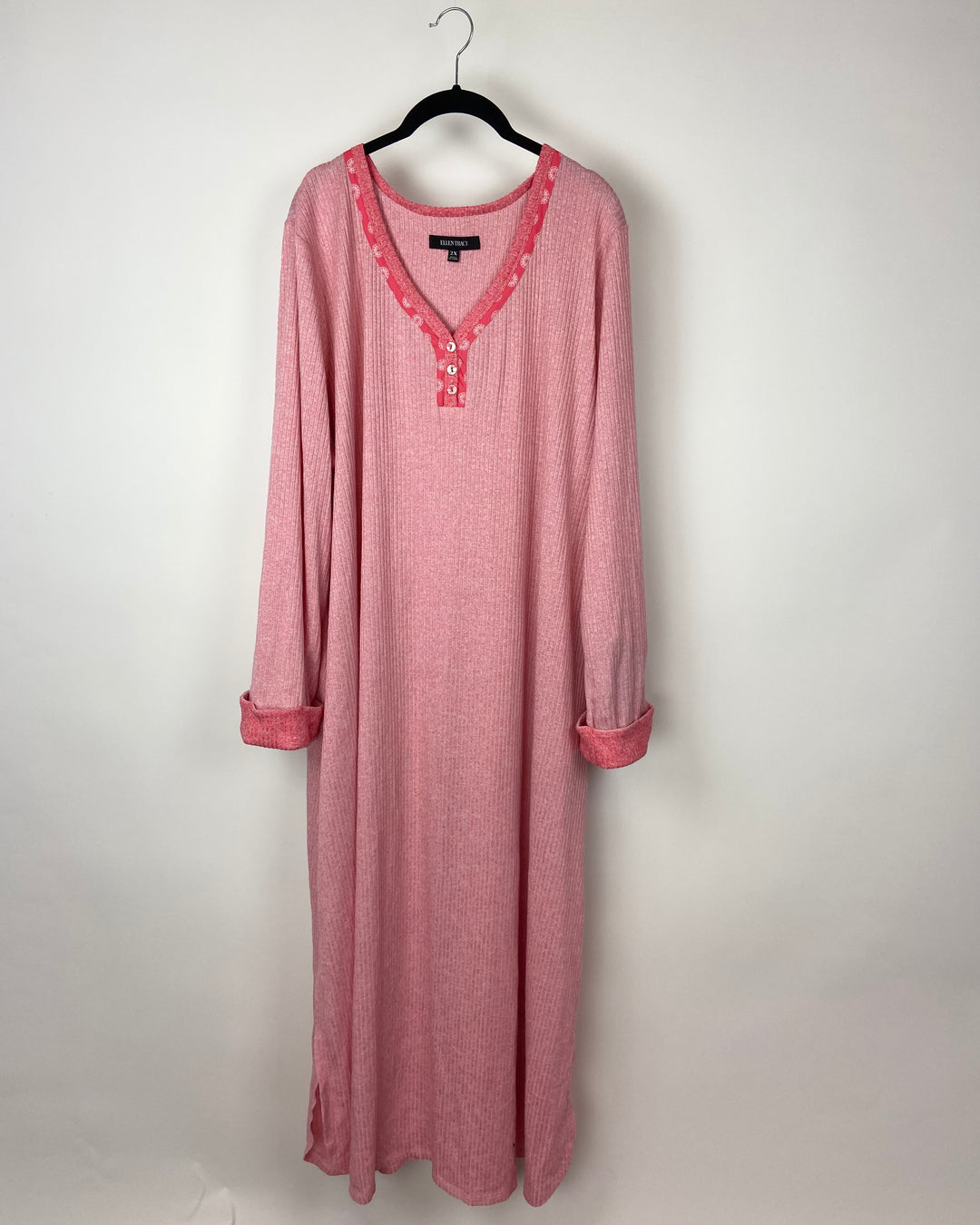 Pink and Coral Long Sleeve Dress - 2X