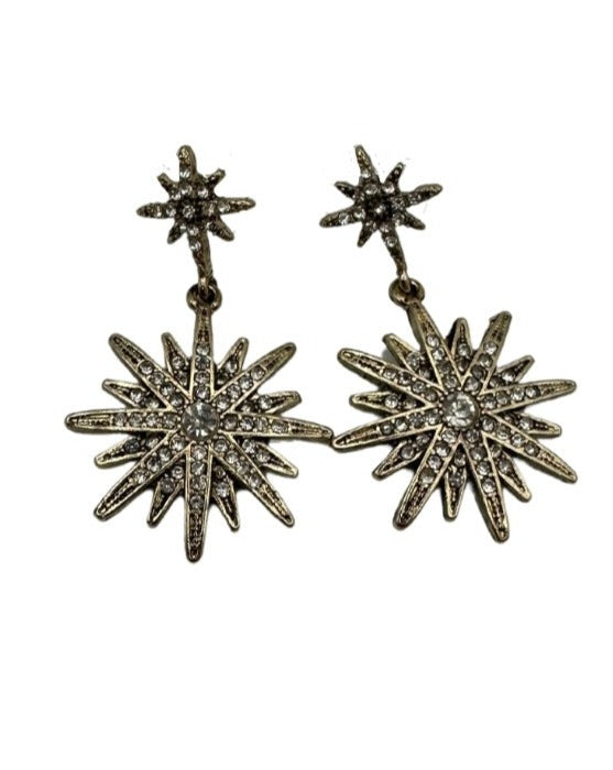 Gold and Silver Snowflake Earrings