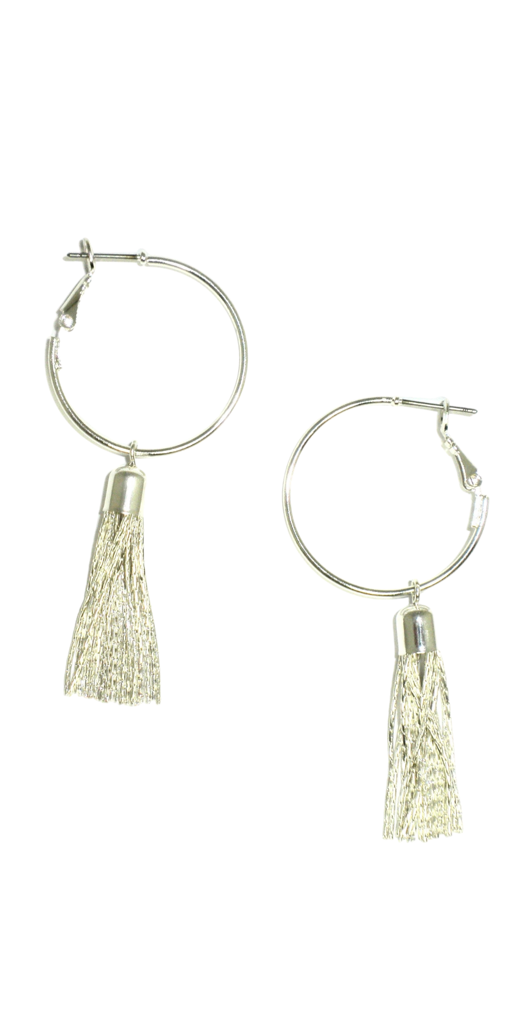 Silver Hoop Earrings with Silver Tassels - The Fashion Foundation - {{ discount designer}}