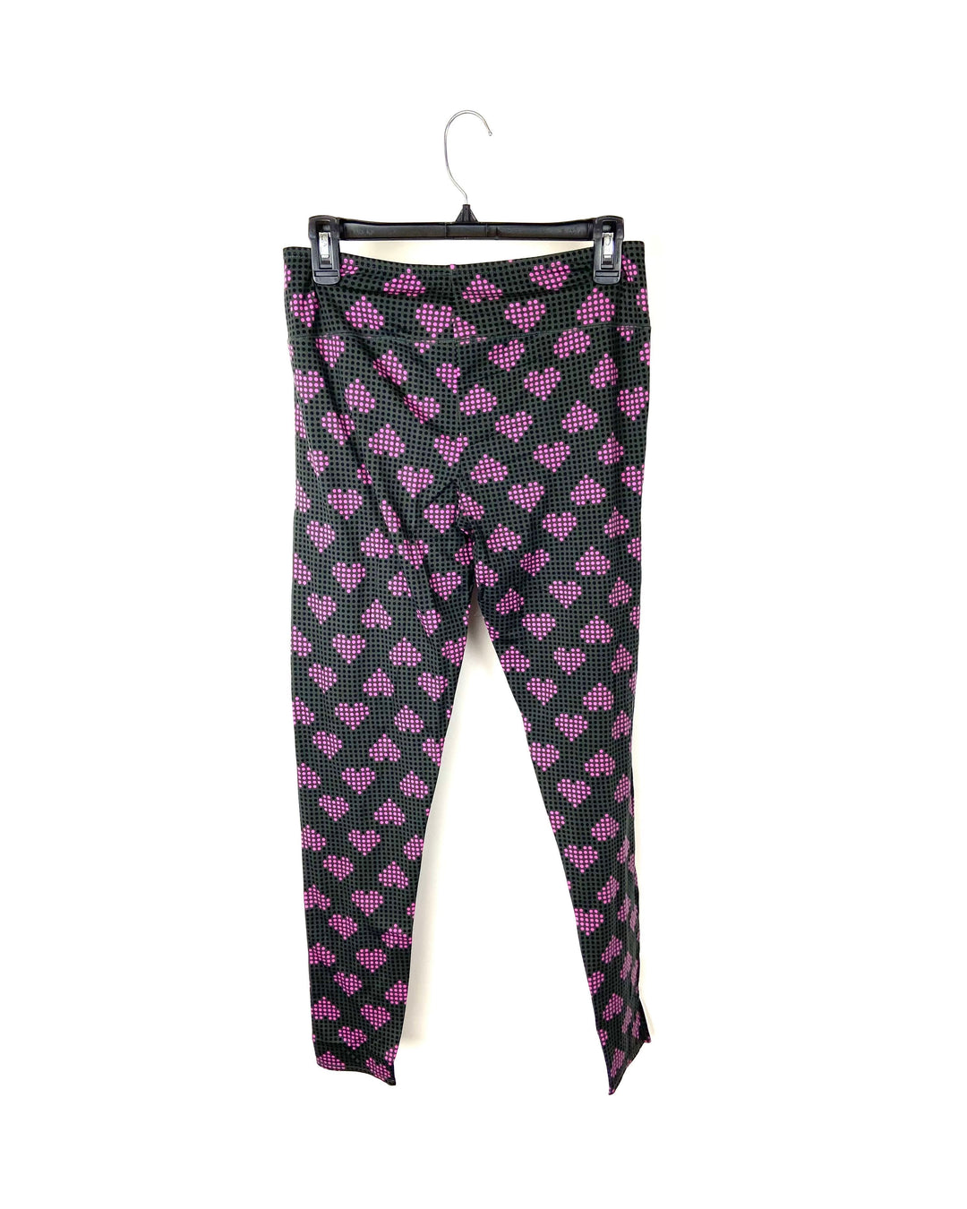 Grey And Pink Heart Leggings - Medium