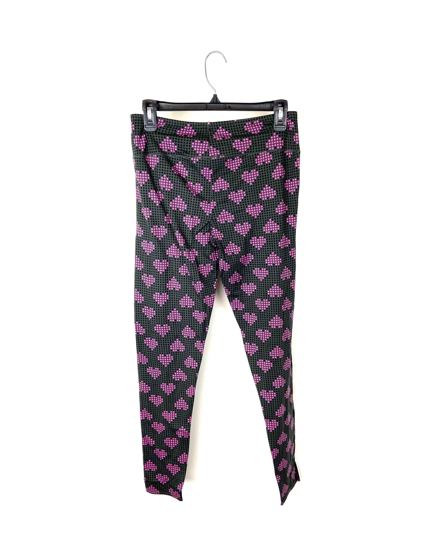 Climate Right By Cuddl Duds Grey And Pink Heart Leggings - Medium