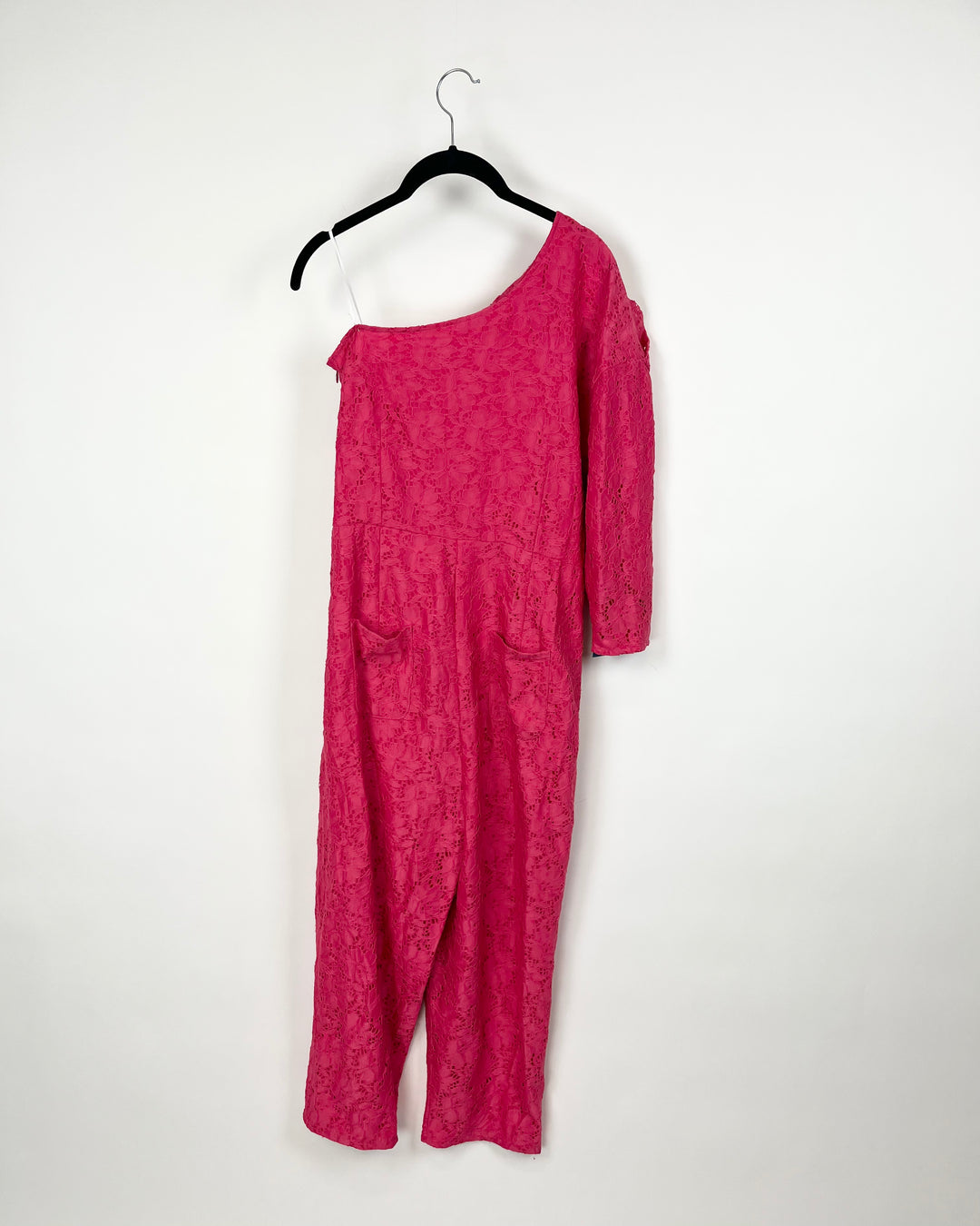 Hot Pink Lace One Sleeve Jumpsuit - Small/Medium