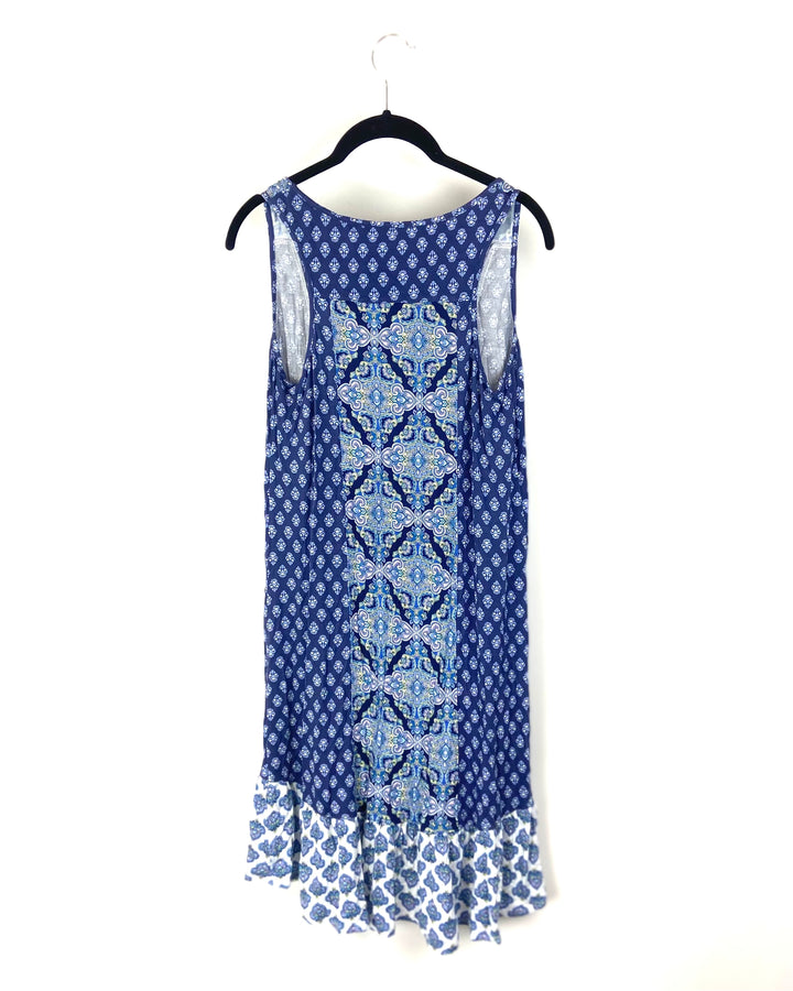 Blue Paisley Printed Flowy Nightgown- Small