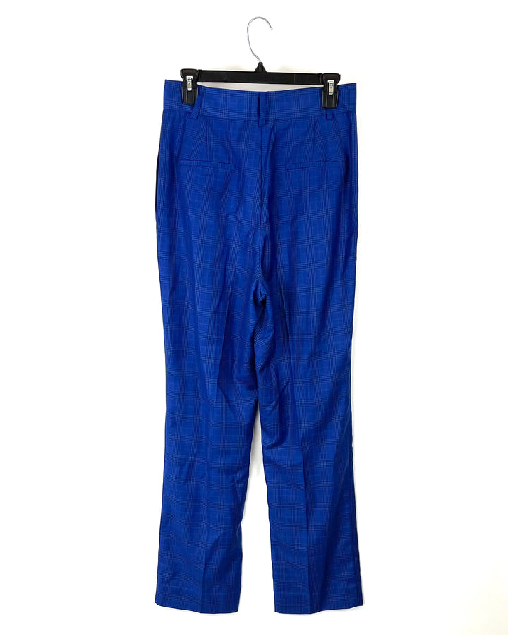 Royal Blue Plaid Trousers - Small