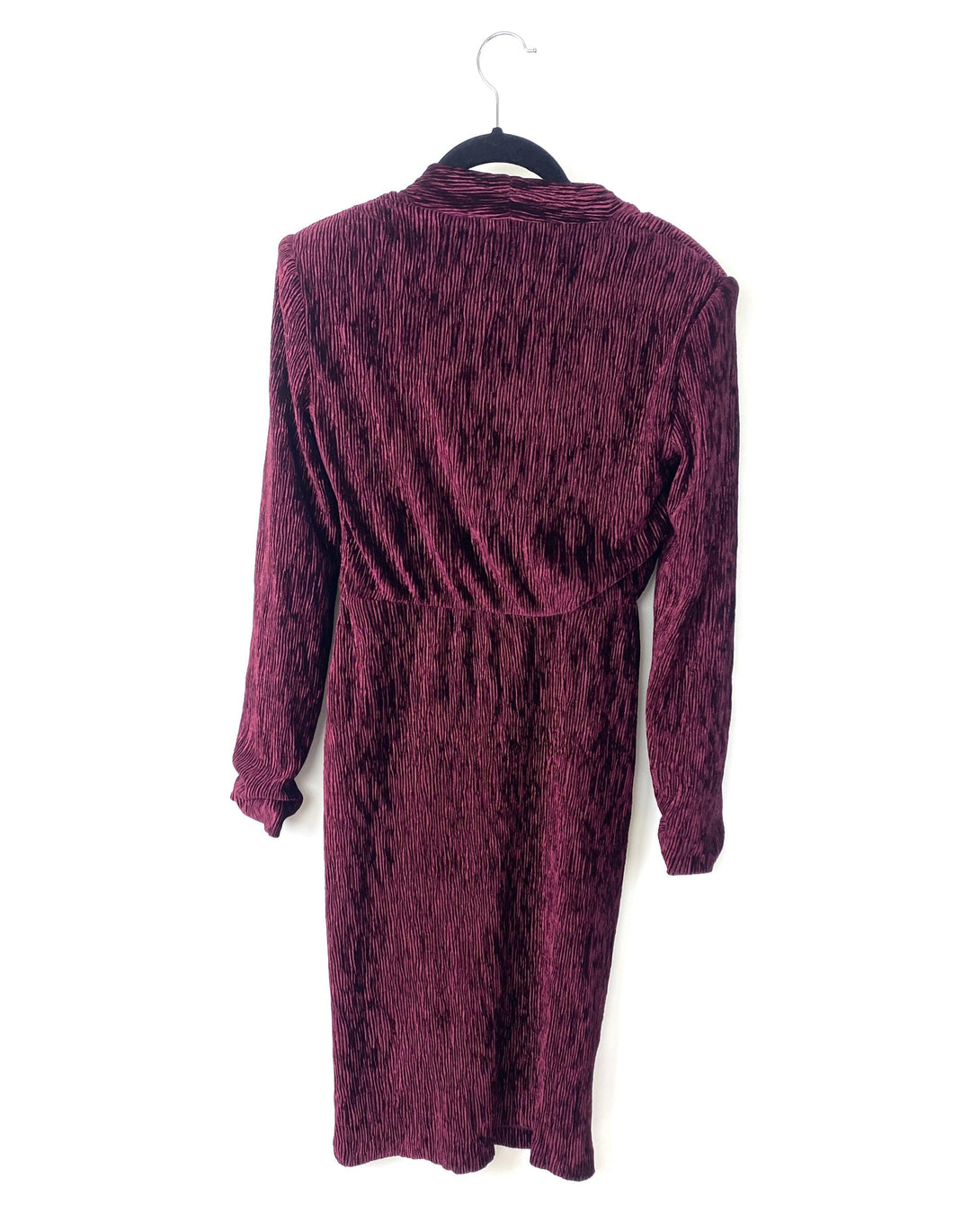 Amanda Uprichard Purple Velvet Long Sleeve V-Neck Midi Dress- Small - The Fashion Foundation - {{ discount designer}}