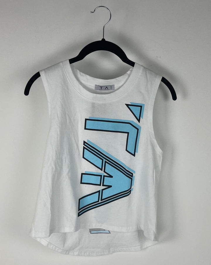 White And Blue Tank Top - Size 0 and 2
