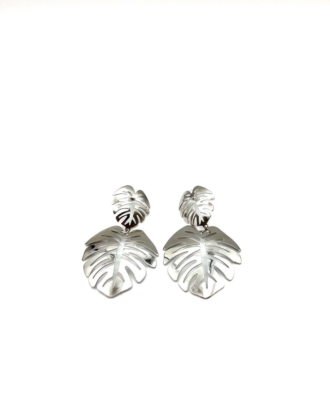 Silver Dangle Leaf Earrings