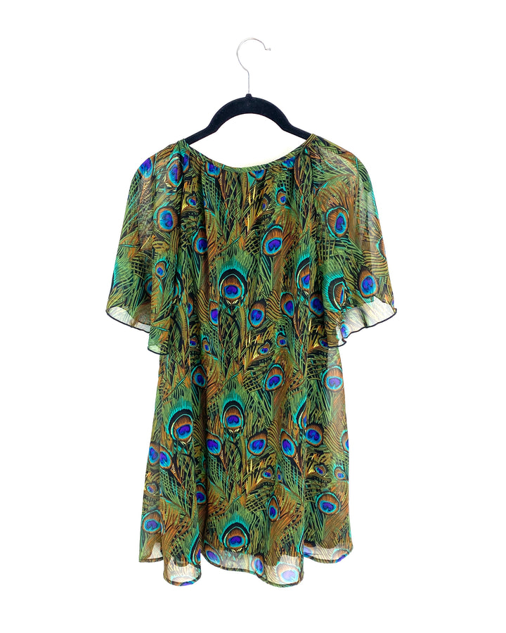 Peacock Printed Blouse - Small, Medium