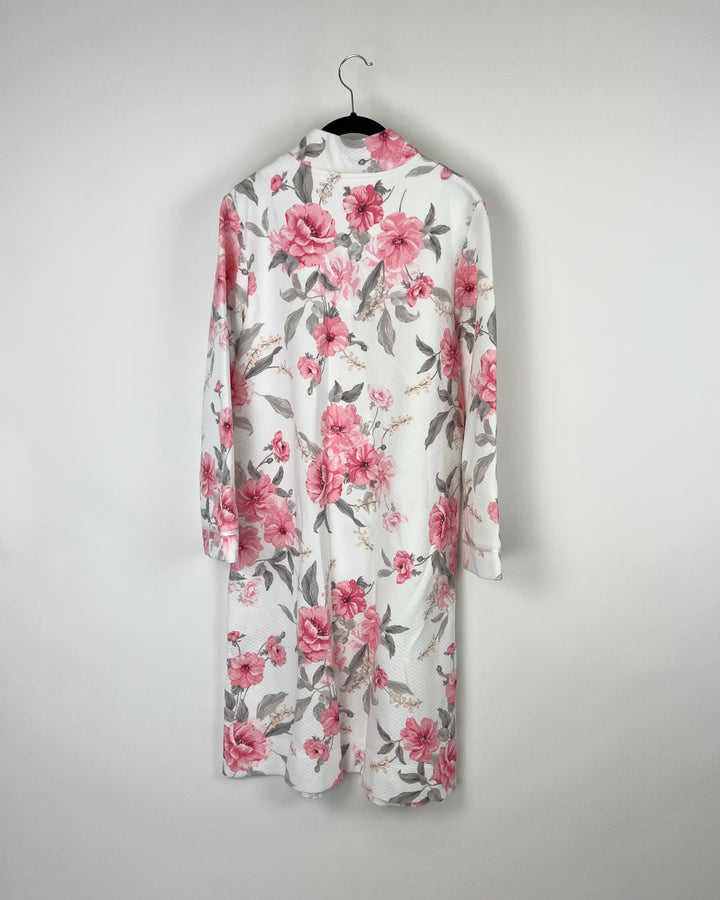 Pink Floral Zip Up Robe - Small