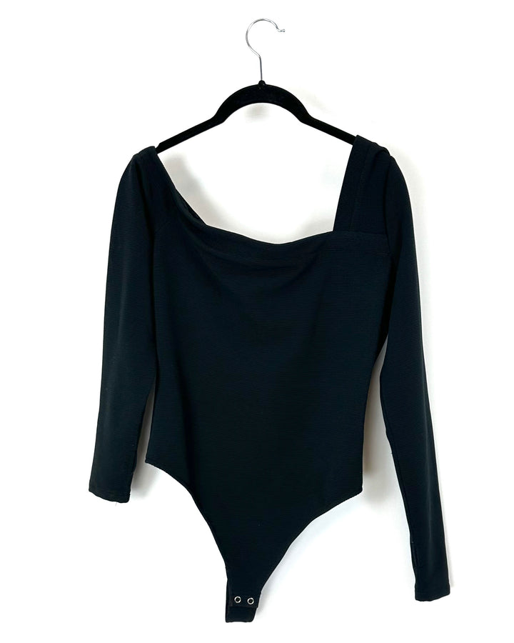 Black Asymmetrical Bodysuit - Large