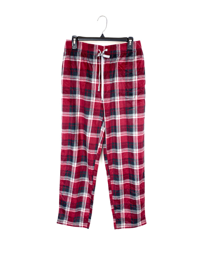 MENS Red Plaid Fleece Pajama Pants