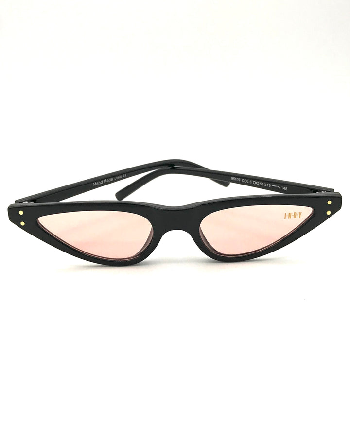 Black and Pink Slim Lens Sunglasses