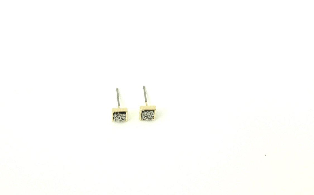 Gold Square Studs with Textured Silver Design - The Fashion Foundation - {{ discount designer}}