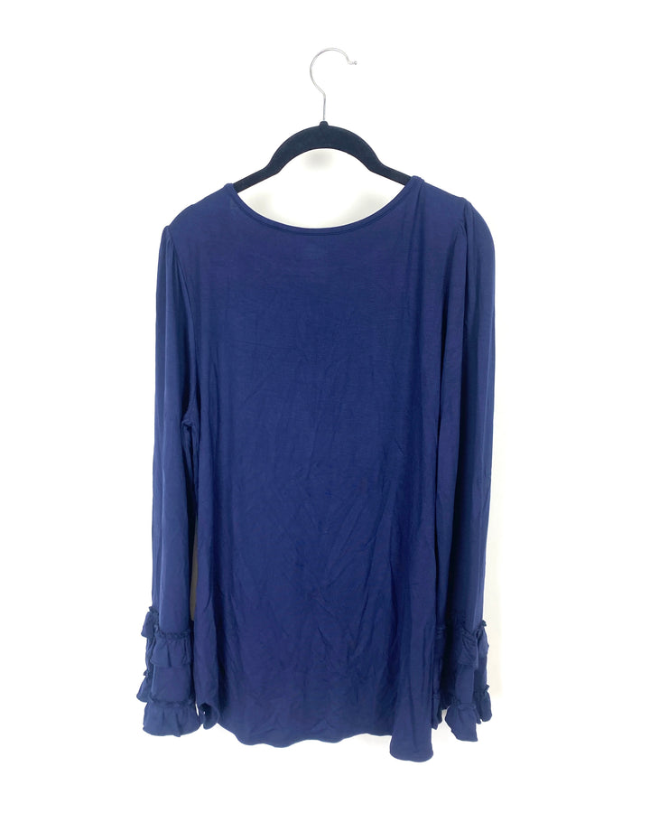 Navy Blue Scoop Neck Blouse - Small/Medium