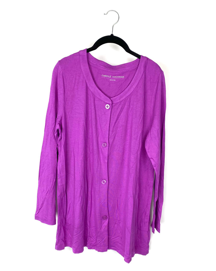 Long Sleeve Purple Cardigan - Small